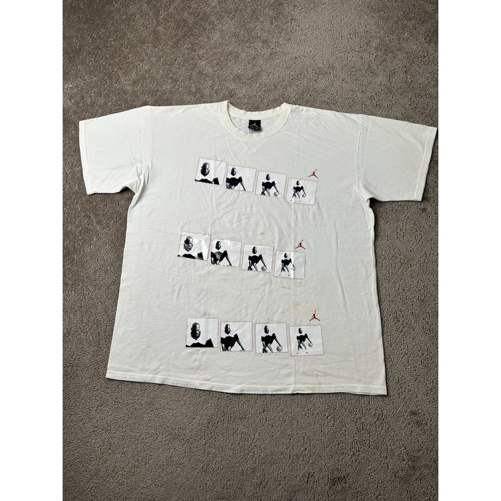 Vintage Mens T-shirt 90s Jordan Michael Jordan Photo Grid White Jumpman Size XXL